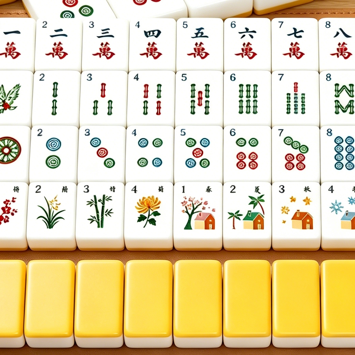 Yellow-Back American Mahjong Tile Set with Jokers