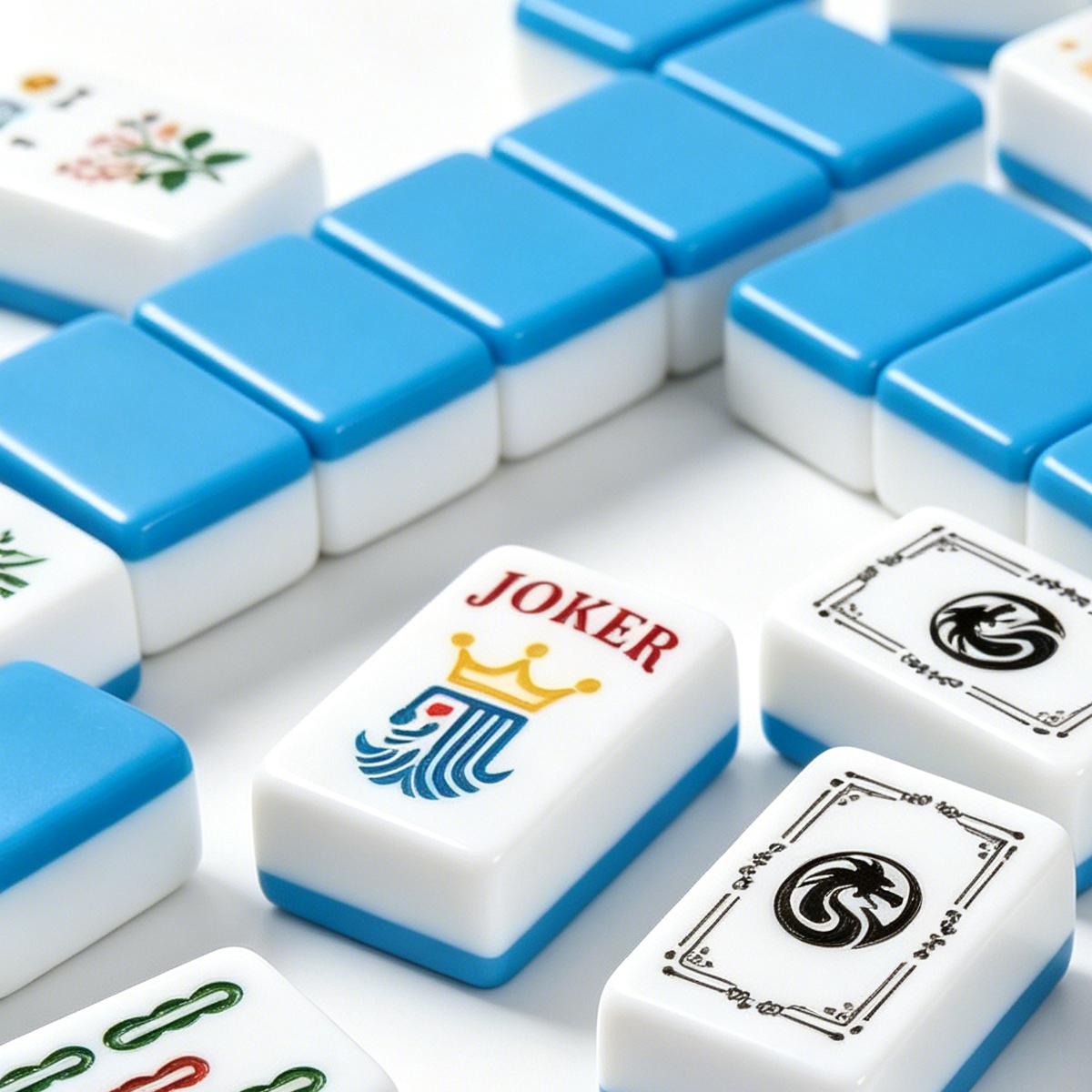 Blue-Back American Mahjong Tile Set with Jokers