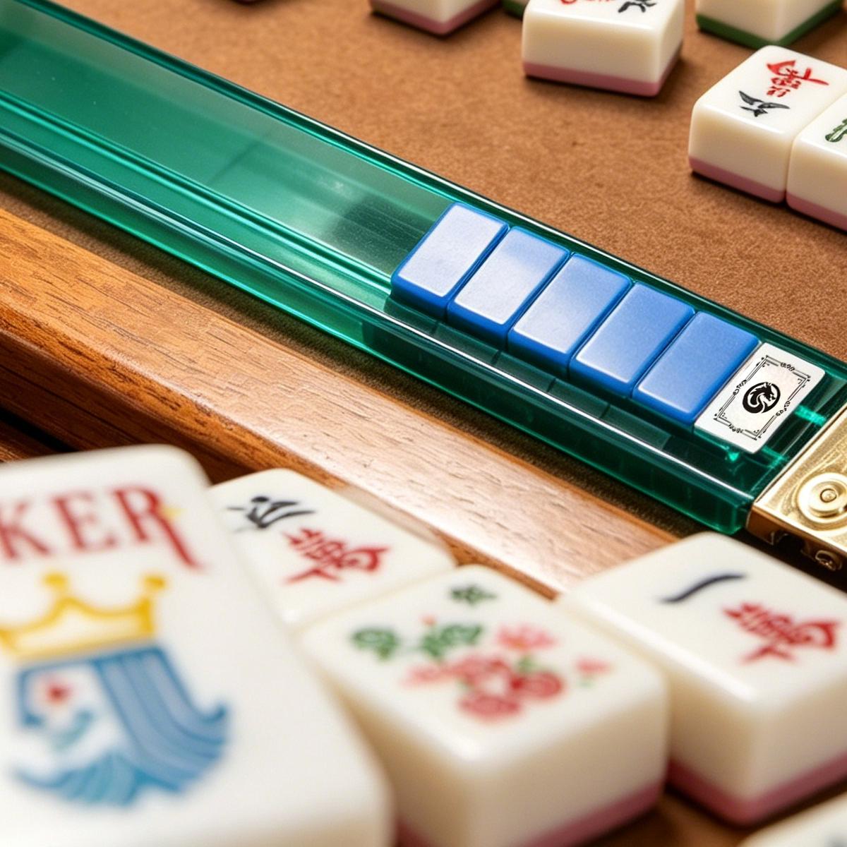 Translucent Green Mahjong Rack & Tile Pusher Set for Organized Play