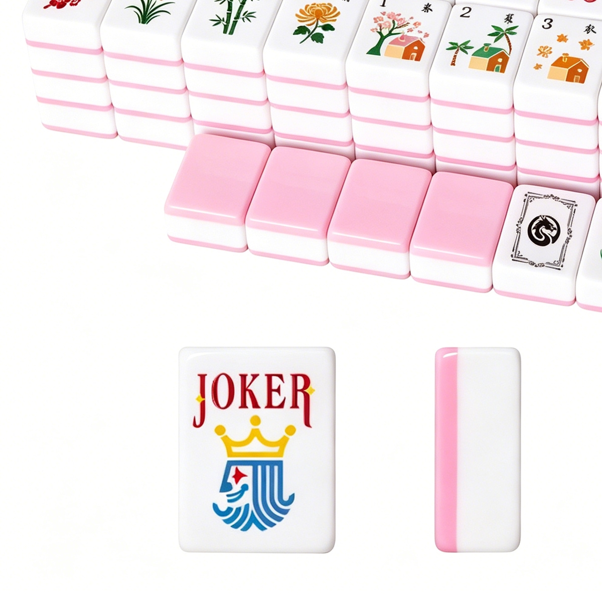 Pink-Back American Mahjong Tile Set with Jokers