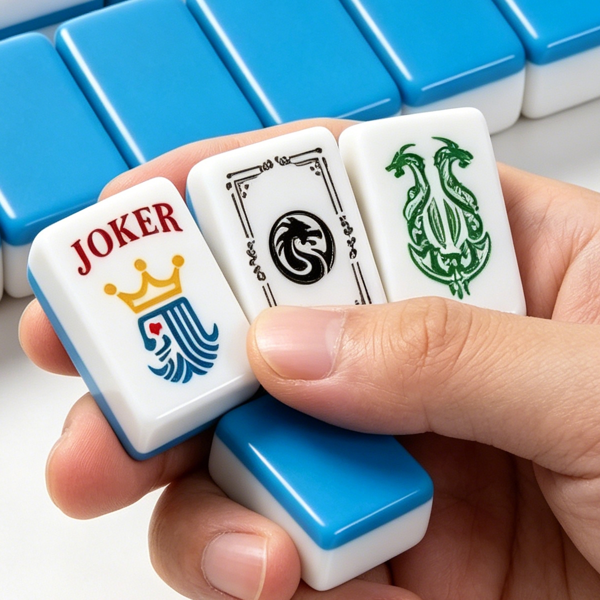 Blue-Back American Mahjong Tile Set with Jokers