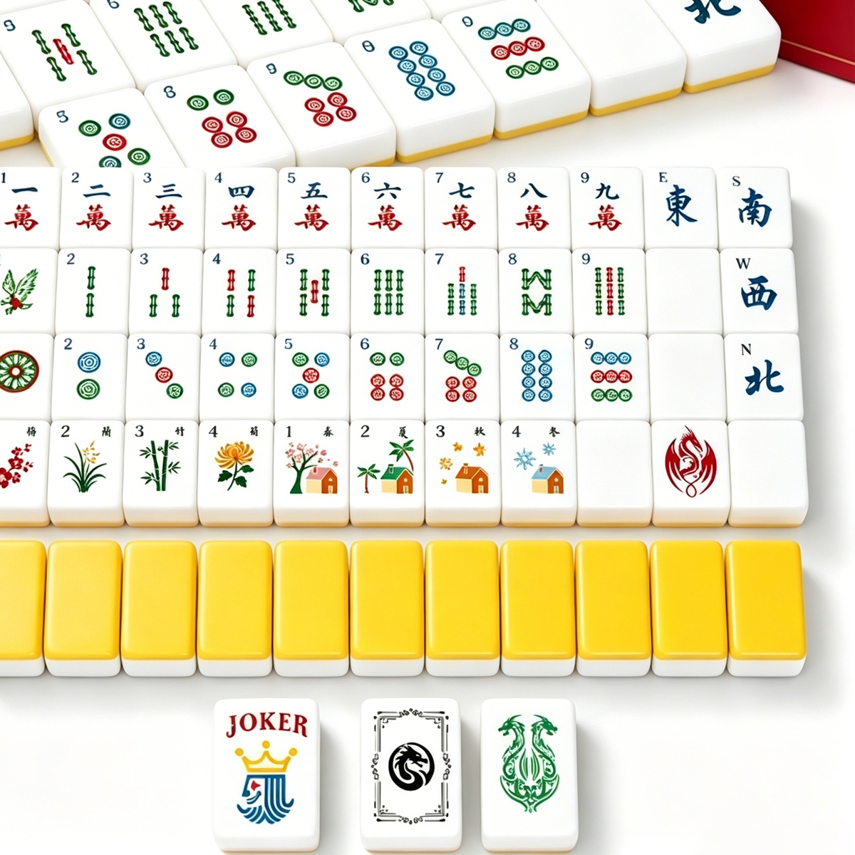 Yellow-Back American Mahjong Tile Set with Jokers